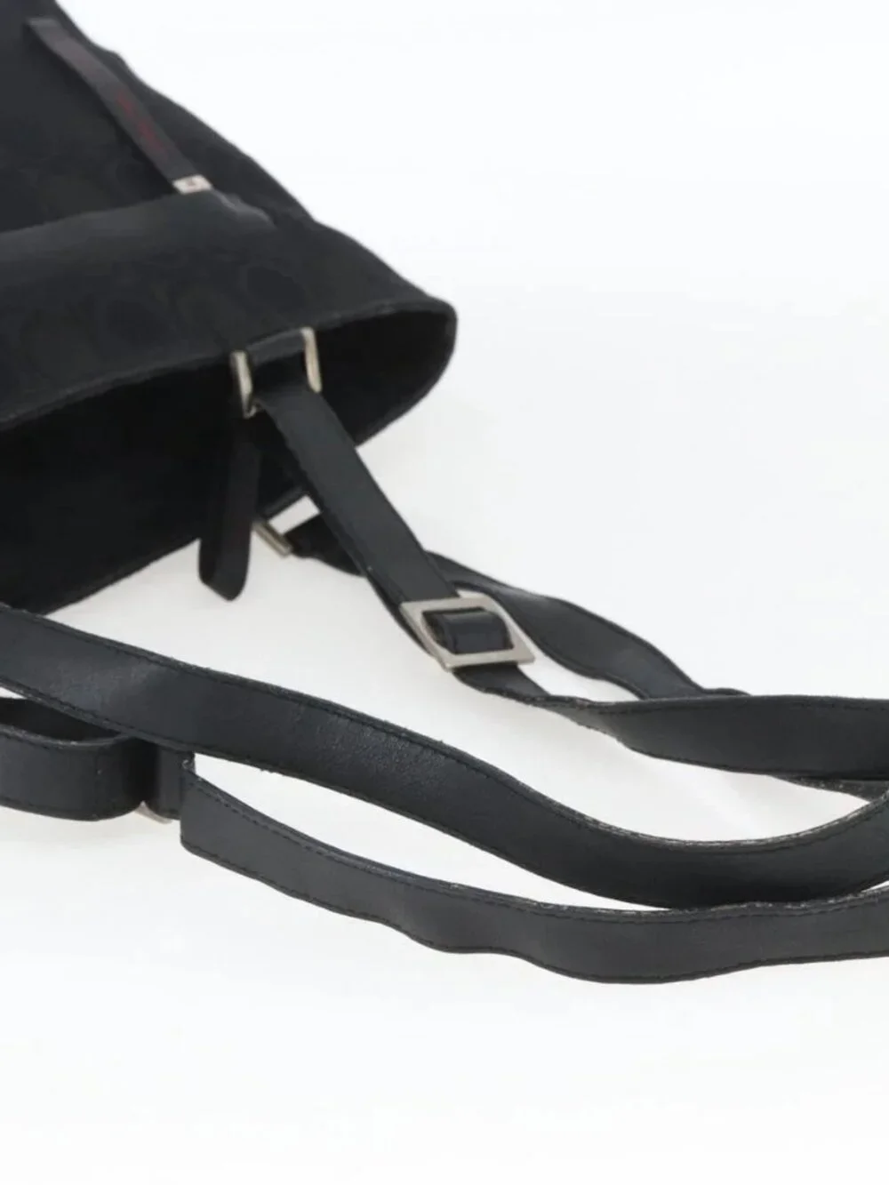 Salvatore Ferragamo Tote Bag Nylon Black Silver Auth SW2049